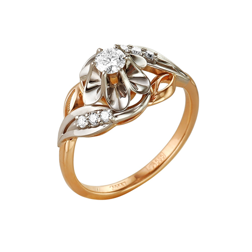 Кольцо, золото, бриллиант, 1-104-971